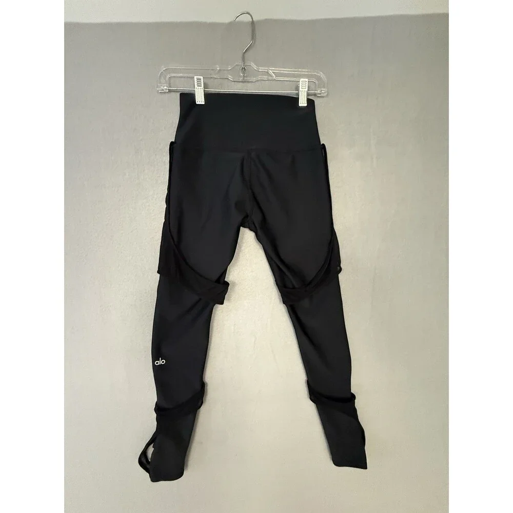 Alo Yoga Black High-Waist Airbrush High Line Mesh Leggings - Size Small